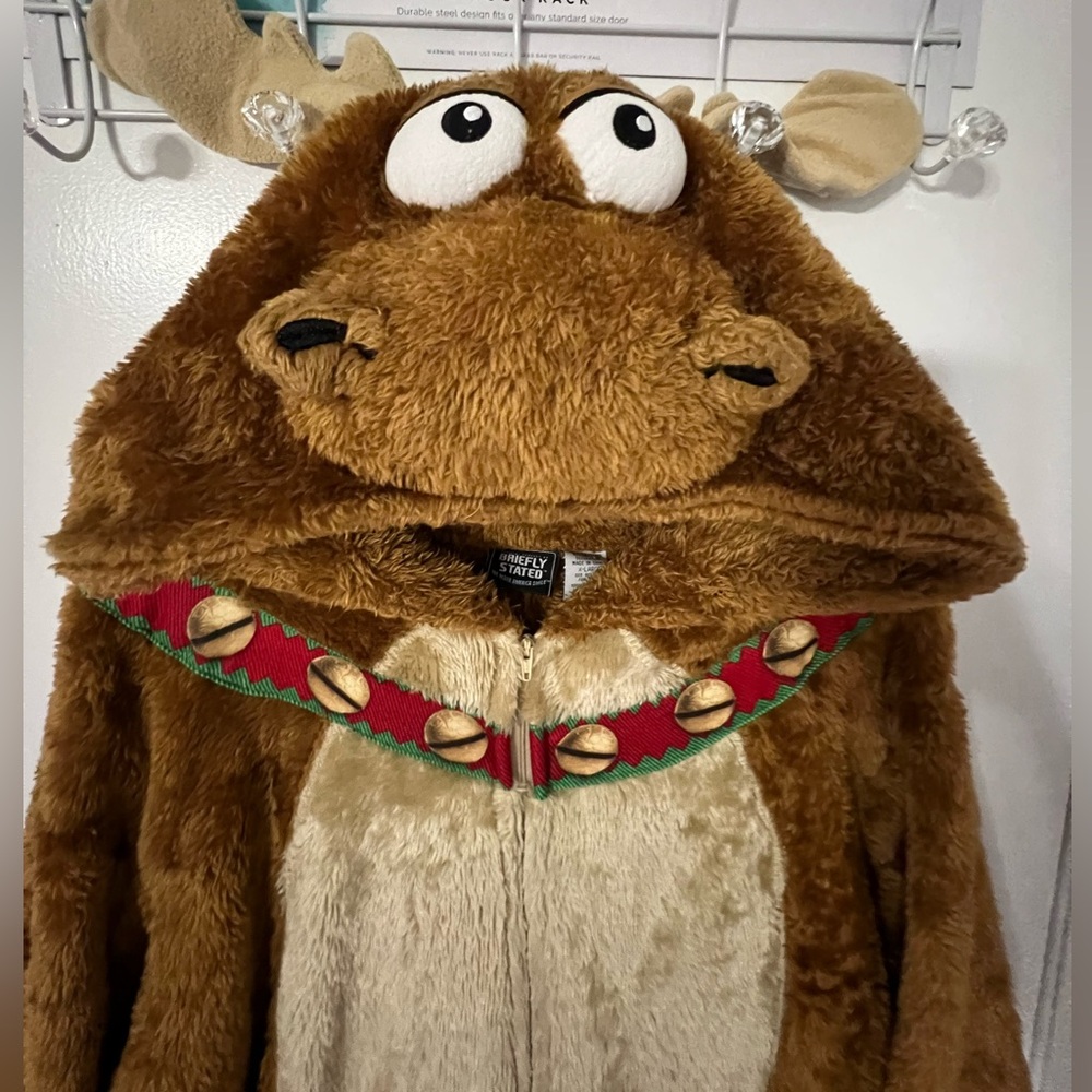 Men's Festive Brown Reindeer Costume with Hood - Picture 7 of 10